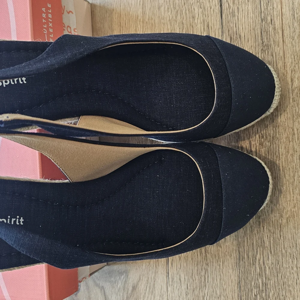 Easy Spirit Navy Canvas Slingback Espadrille Wedge